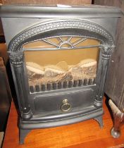 A cast metal electric fire.