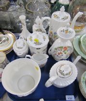 A group of Aynsley Cottage Garden wares, coffee pot, planter, sugar bowl, milk jug, two jars and cov