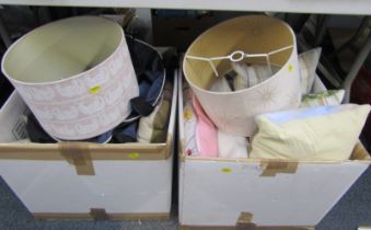 Various cushions, lamp shades, etc. (2 boxes)