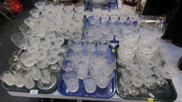 Various glassware, to include drinking glasses, sundae dishes, etc. (5 trays)