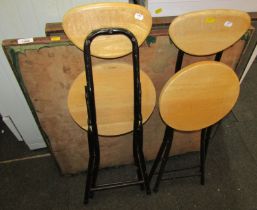 Two folding chairs, together with two green felt topped games tables. (4)