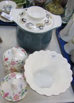 A Poole Pottery mushroom tureen, and three items of Minton Haddon Hall ceramics. (4)