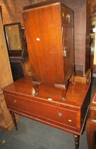 A mid century walnut bedside cabinet, together with a mahogany cabinet. (2)