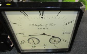 A Mclaughlin & Scott wall clock, 54cm x 54cm.