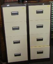 Two Silverline four drawer filing cabinets, each 133cm high, 46cm wide, 62cm deep.