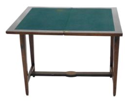 An Edwardian rosewood and marquetry card table, rectangular top on square tapering legs with H stret