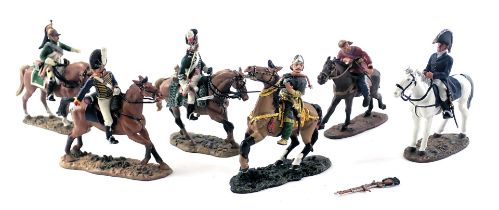 Six Del Prado metal figures on horseback.