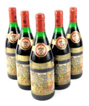 Five bottles of Castelu Cabernet Sauvignon 1999er, Romanian.