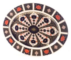 A Royal Crown Derby Imari pattern oval meat plate, numbered 1128, 40cm diameter.