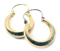 A pair of hoop earrings, of plain design, yellow metal stamped 375, 3g.