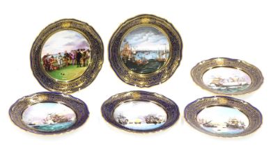 Six Spode collectors plates, The Armada series numbers 1-6 boxed with plate stands.