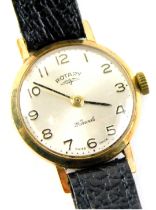A Rotary 9ct gold cased lady's wristwatch, with silver numeric dial, twenty one jewel movement, on a