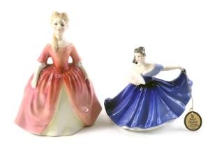 Two small Royal Doulton ladies, comprising Elaine HN3214, and Debbie HN2400. (2)