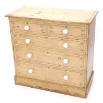 A Victorian scumbled pine chest of drawers, with stencil decoration to the borders, ceramic handles,