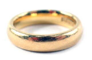 A 22ct gold wedding band, of plain design, ring size L, 8.7g.
