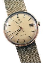 An Omega 9ct gold gentleman's automatic wristwatch, the gold coloured dial with date aperture and pl