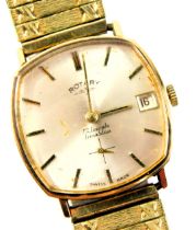 A 9ct gold cased Rotary gent's wristwatch, with a silvered dial, with Incabloc and seventeen jewel m