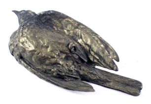 A 19thC French bronze paperweight or desk weight, modelled in the form of a dead bird, after Paul Co