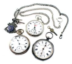 Three pocket watches, comprising a Greenwich Watch Company 19thC silver cased pocket watch, a Waltha