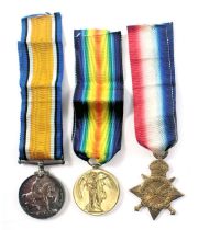 Set of three WWI medals, comprising Great War for Civilisation, 14-18 defence medal and star, inscri