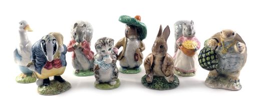 Eight Beswick Beatrix Potter figures, to include Timmy Tiptoes, Miss Moppet, Mr Drake Puddle-Duck, B