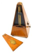 A late 19thC/early 20thC French Maelzel metronome, in mahogany case, with gilt metal lozenge plaque,