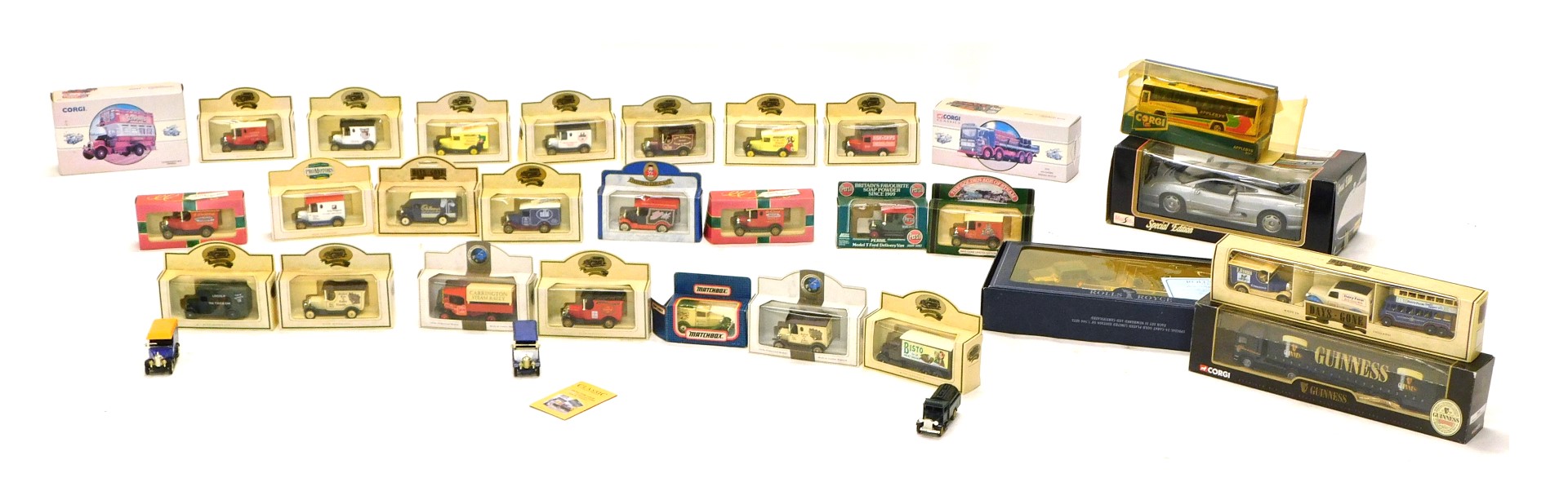 A collection of diecast vehicles, to include Maisto special edition Jaguar, Corgi Guinness promotion