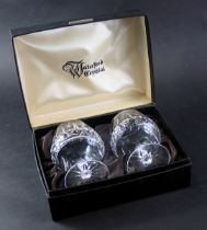 A pair of Waterford Crystal brandy goblets, with cut decoration, on original box.