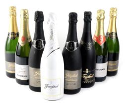 Eight bottles of mixed sparkling wine, to include Freixenet 2011 vintage especial.