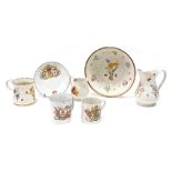 Collectors china, comprising a modern Nantgarw tankard, commemorative plate, sauce bowl, milk jugs,
