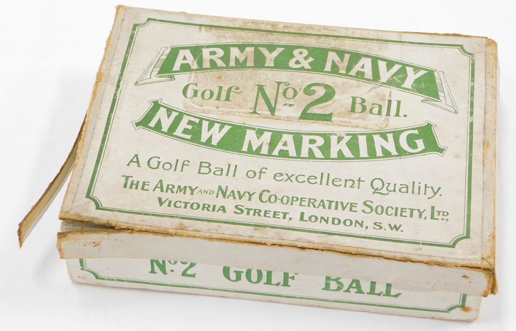 An unused set of late 19th/early 20thC Army and Navy Stores golf number 2 ball, with new markings, s - Image 2 of 2