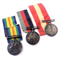 Three George V silver 1914-1918 defence medals, inscribed 117761GNR B Taylor, 60372PTE H Dennis RWFU