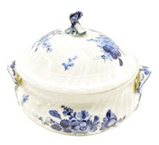 A Royal Copenhagen porcelain tureen and cover, decorated with blue flowers, 28cm wide.