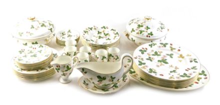 A Wedgwood Wild Strawberry pattern part dinner and coffee service, to include meat dish, gravy boat,