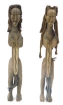 A pair of Koulango spiritual wedding figures, Cote D'Ivoire, approx 65 years old, 82cm high.