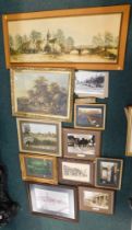 Various decorative pictures and prints, comprising photographic street scenes, Gainsborough local in