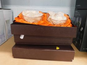 Six Thomas Webb crystal bowls, boxed.