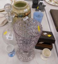 Decorative china and effects, comprising decanter, goblet, Cranston vase, commemorative mug, trinket