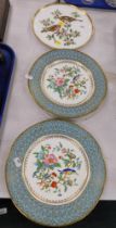 Three collectors plates, comprising Aynsley Bird pattern cabinet plates, and a Spode Garden Birds ch