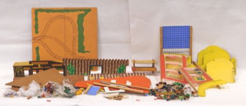 Various toys and games, to include cowboys and Indians outbuildings, plastic horses, trees, etc. (1