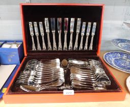 A Guy Degrenne six place setting cased canteen of cutlery.