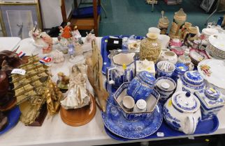 Household china and effects, to include ship model, blue and white wares, to include Lipton's tea, g