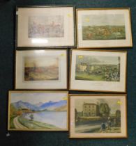 Pictures and prints, comprising After H Alken The Quorn Hunt, Ascot Heath Races, Bottom Fishing, and