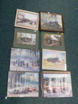 Automobile and train related prints, to include After Alan Furnley, and others.