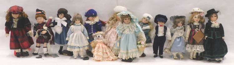 A quantity of ceramic headed collectors dolls. (2 boxes)