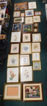 A quantity of pictures and prints, comprising tapestry, floral watercolours, after Mock and others,