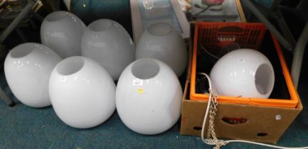 A set of six opaque glass domed ceiling lights, various fitments and additional shade. (all under 1