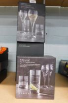 Piedmont Linea glassware, comprising a set of eight white wine glasses, and four other glasses, boxe