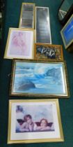 Pictures and prints, comprising mirror, seascape, etc. (a quantity)