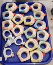 A group of ceramic napkin holders shaped as cupcakes.